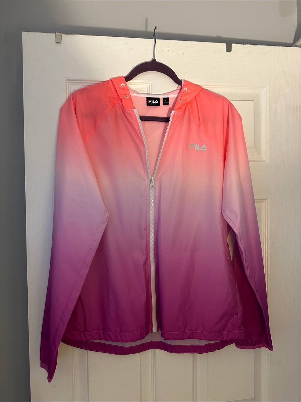New FILA Women's Pink to Purple Ombre Zip-Up Hooded Jacket